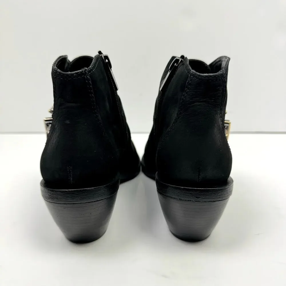 NEW Vince Camuto Ashena Black Suede Leather Buckle Zip Up Bootie Ankle Boots
